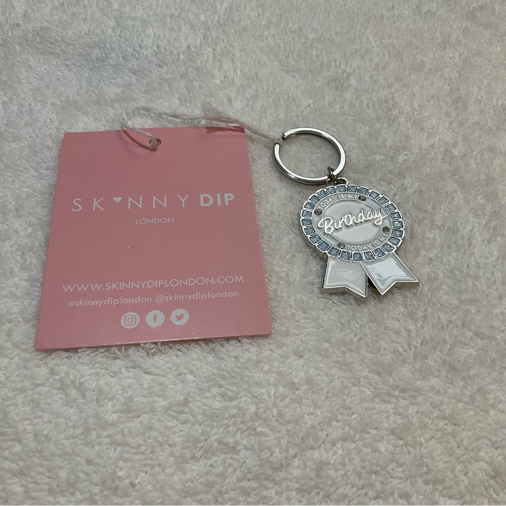 Today Is My Birthday Pooch Silver Enamel Tag Skinny Dip pet dog accessory charm - Picture 3 of 6